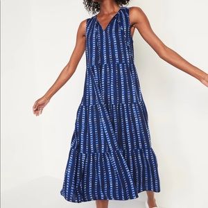 Old Navy Sleeveless Tie-Dye-Stripe Midi Swing Dress